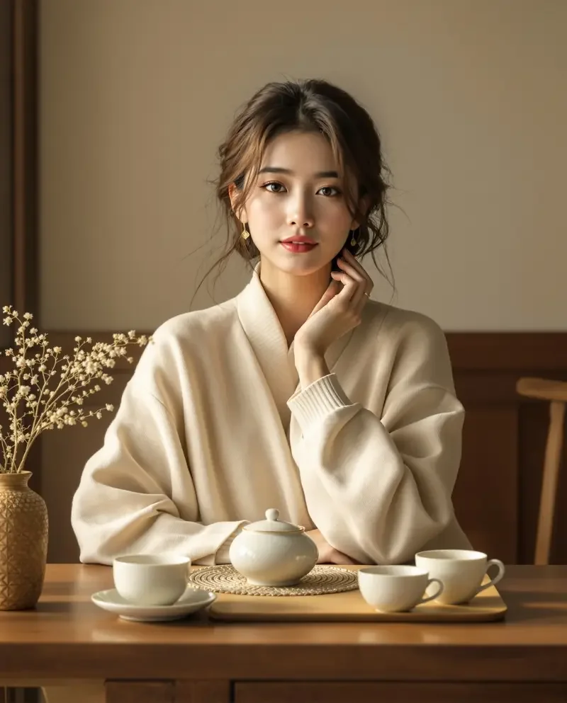 茶室里的静谧 - 美女写真网站作品